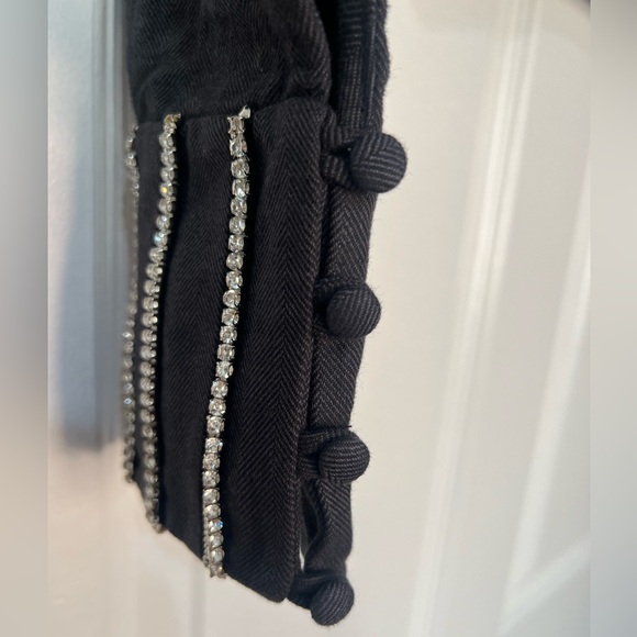 FILKK. ANTHRACITE HERRINGBONE RHINESTONE CORSET CROPPED JACKET - Picture 6 of 9